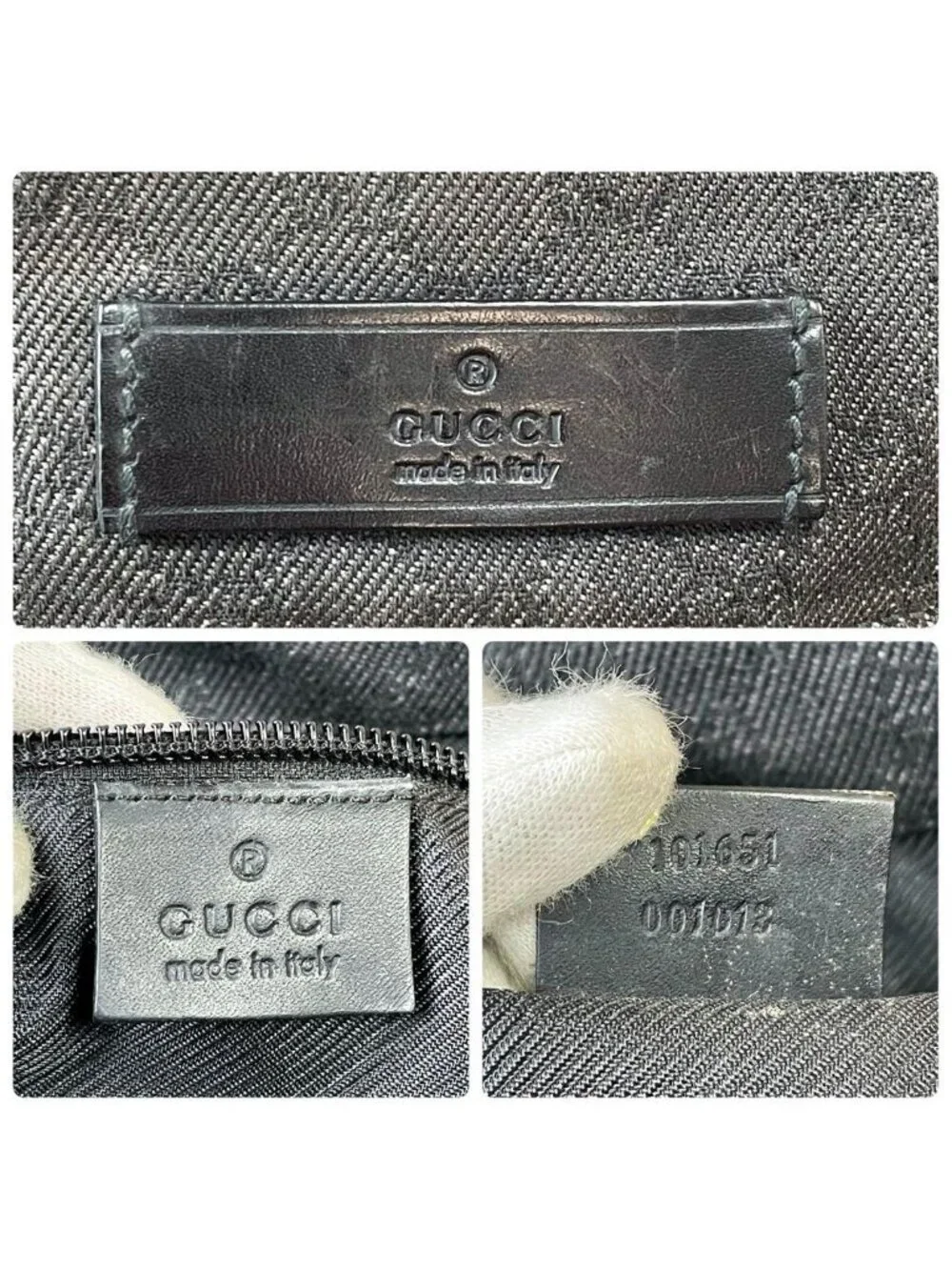 Gucci GG Canvas Leather Shoulder Bag Large Black